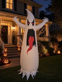 8 FT Halloween Inflatables Double Sided Blow Up Scary Ghost Grim Reaper Yard Decor