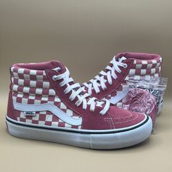Vans Sk8-Hi Pink Checkerboard High Tops - Kids Youth Size 7 Women’s Size 8.5