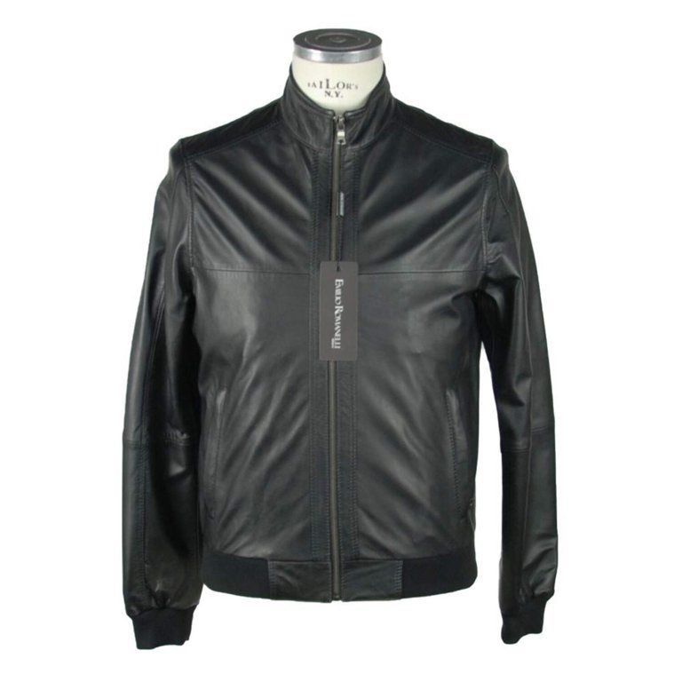 Emilio Romanelli SLEEK BLACK GENUINE LEATHER JACKET