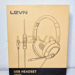 Laptop USB Headset with AI Noise Cancelling Mic for Work from Home/Office/Call Center  Super Lightweight Design for Long Wear