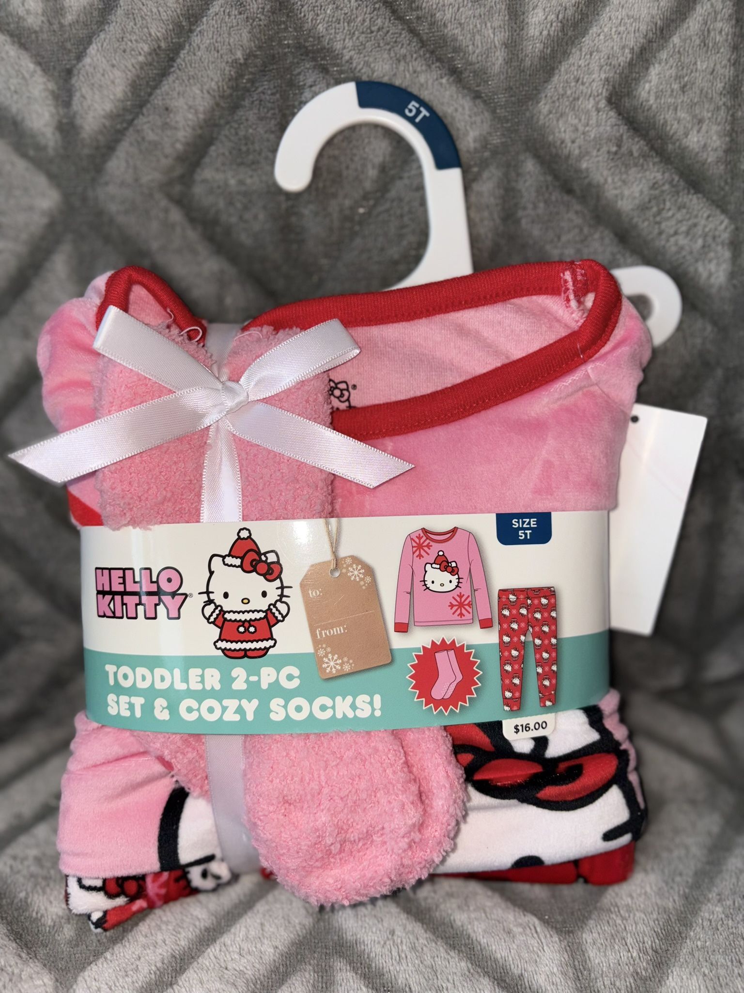Brand New Kids’ Hello Kitty Holiday Pajama Set with Socks- Size 5T