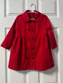 Girls Red Double-Breasted Trench Coat