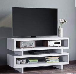 New in Box TV Stand for TV's up yo 55 inches, White or Brown available, with Shelving underneath