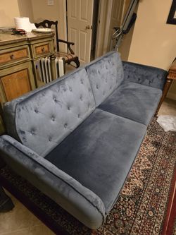 Velvet couch/ Sleeper sofa. Blue. Will take offers