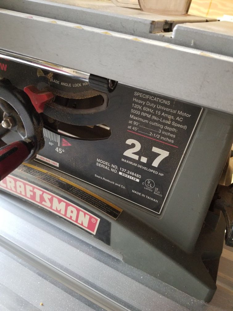 Craftsman saw table saw model 137248480 for Sale in Norfolk, VA OfferUp