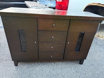 Dark Brown Wood Sideboard with Drawers