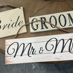 3 Wedding Decorations Wood Signs