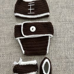Newborn Football Theme Crocheted Outfit/Costume
