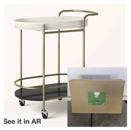 New Kate Spade x Target Bar Cart Tray Top Serving Cart Party Cream Gold
