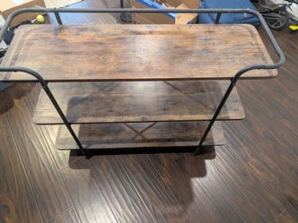 3 layer shelf. Wood and black metal