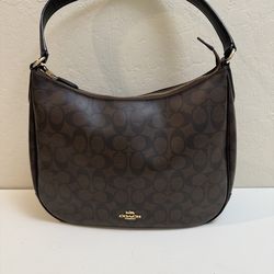 Coach Brown Signature Coated Canvas Handbag