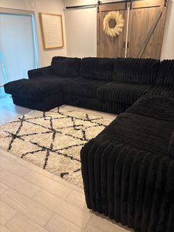 Ashley Furniture Oversized Black Plush Sectional $2,000