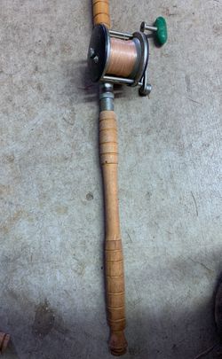 Penn 65 Long Beach Reel with vintage wooden handle fishing pole for Sale in  Tarpon Springs, FL - OfferUp