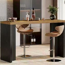 RY0335 Home Bar Unit, 55.12-Inch Bar Table with a Spacious Tabletop, Modern Freestanding Mini Bar for Home Kitchen, Living Room, Balcony, Basement, Br