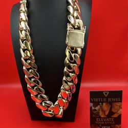 30mm - 24inch Miami Cuban Link Super Thick N Heavy Miami Gold Plated Chain 