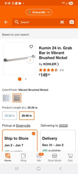 Kohler 24" Grab Bar - BRAND NEW