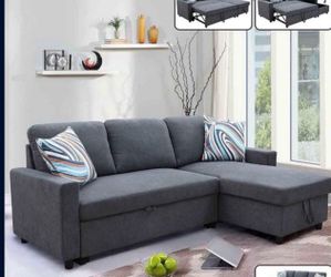 Gray microfiber sectional sleeper sofa couch