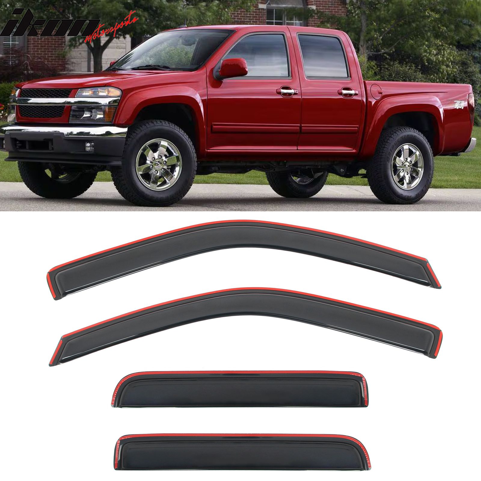 Fits 2004-2012 Chevy Colorado GMC Canyon Crew Cab Window Visors Deflector In-Channel