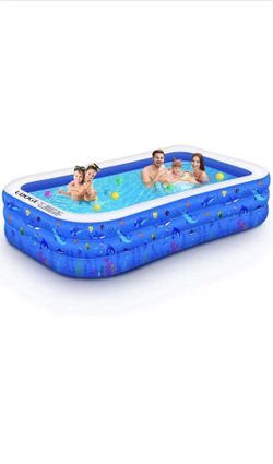 Inflatable Swimming Pool, 118" X 72" X 22" Full-Sized Family Lounge Pool for Kids Adults Baby Children, Thick Wear-Resistant Blow Up Kiddie Pools for 