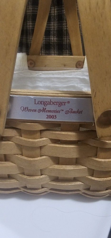 Longaberger Woven Memories Basket With Liner And Protector