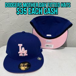 MLB New Era Los Angeles Dodgers 2024 Mother Day Hats Blue Pink 59fifty Fitted Hats Size 7 1/4 And 7 3/8