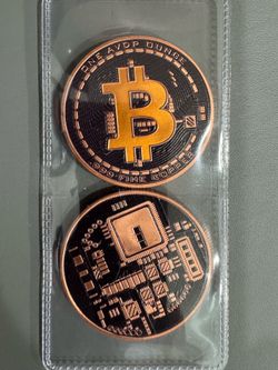 2x Bitcoin Crypto 1 oz .999 Fine Copper Collectible Rounds – Double-Sided Art
