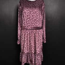  Michael Kors Women's Burnout Velvet Scales Tie Waist Flounce Mini Dress (Size L)