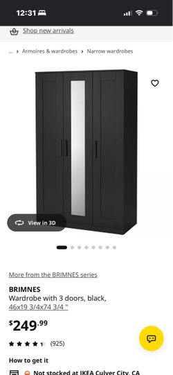 Ikea  Black Wardrobe 3 doors