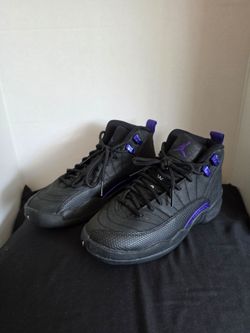 Air Jordan 12 Black Metallic Purple Sneakers 4Y