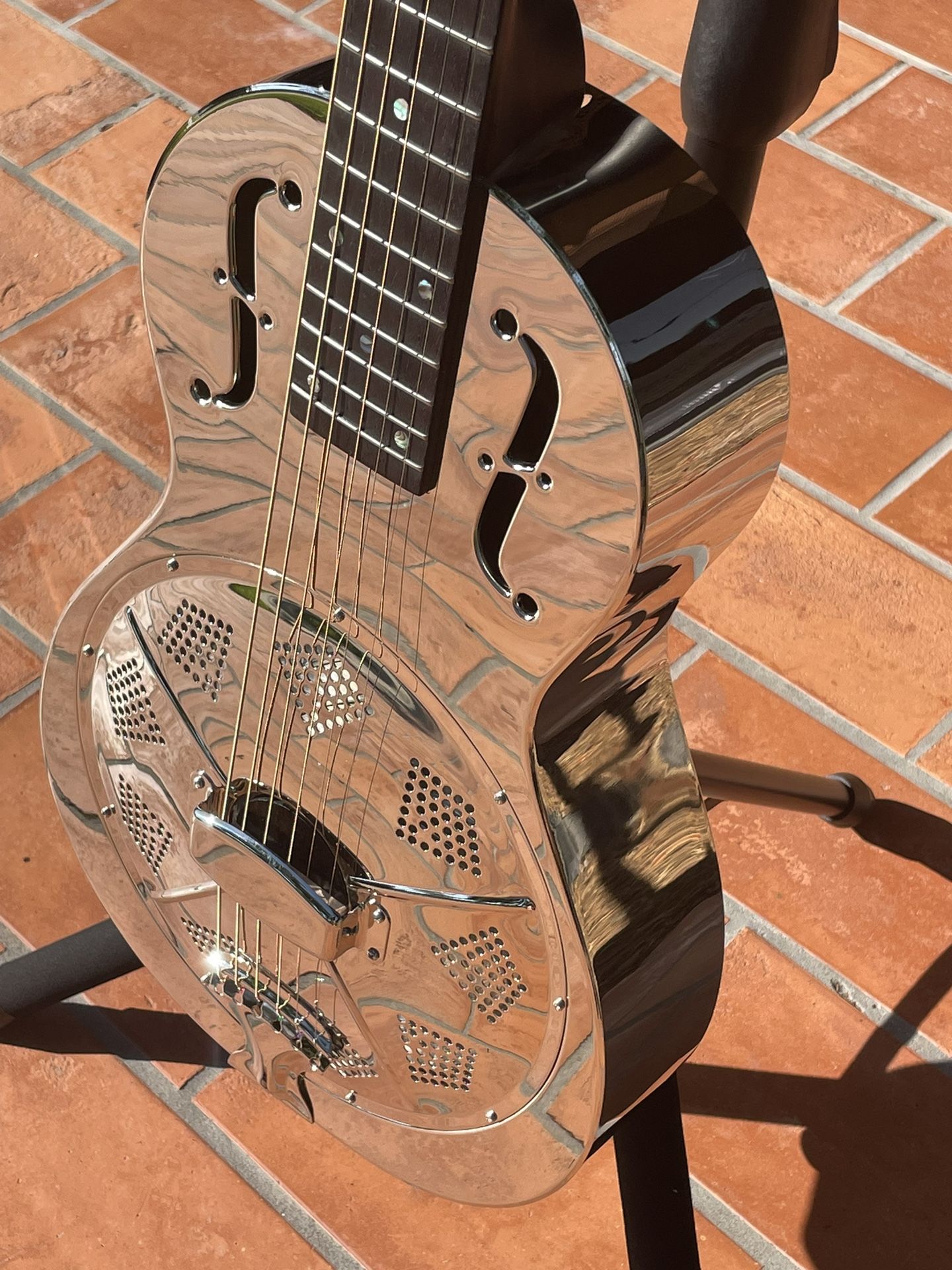 Parlor Resonator Guitar Nickel Plated Bell Brass