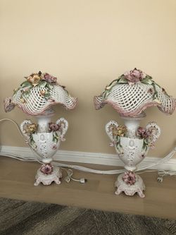 Capodimonte Floral Lamps - Set of 2