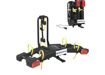 2 E-Bike Foldable Hitch Mount Bike Rack with Light for 2" Receiver SUV & Trucks, Up to 4" Fat Tire, Lockable Hitch Racks for E-Bike with Ramp and Whee