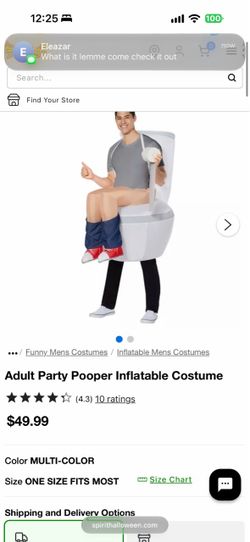 Spirit Halloween Party Pooper inflatable costume