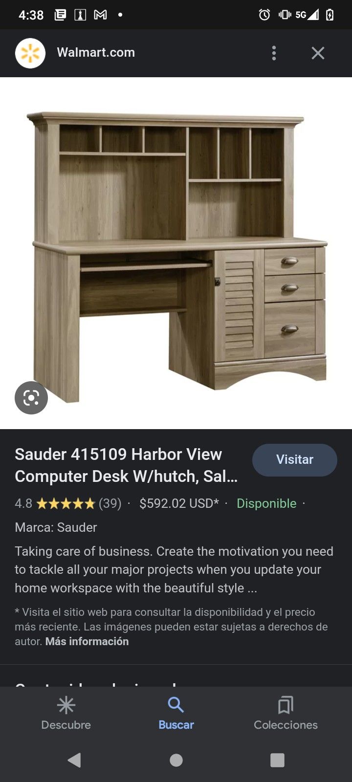 Harbor View Computer Desk With Hutch 