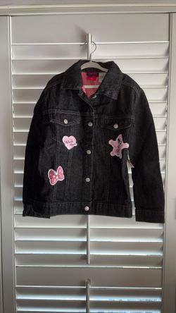 Disney Girls Black Minnie  Denim Jacket Size 7/8 NEW