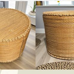 Vintage Rattan Foot Ottoman