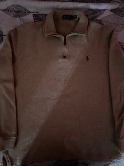 Kahki Polo Ralph Lauren Quarter-Zip Sweatshirt SIZE-L