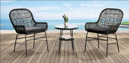 Brand New Black 3pc Outdoor Patio Set