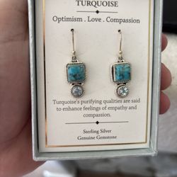 Turquoise Earrings With Gem Under Brand New 