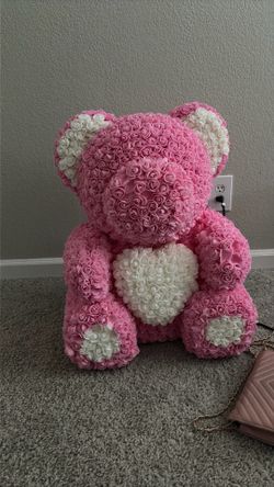 Large Artificial Rose Pedal Light Up Teddy Bear