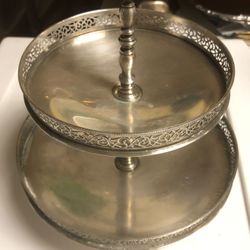 2 level silver candy dish