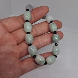 Certified A Grafe Natural Green Lavender Jad Ejadeist Bead Strartchy Bracelet