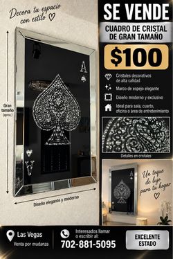 ✨ SE VENDE CUADRO de Cristal  Grande – $100✨