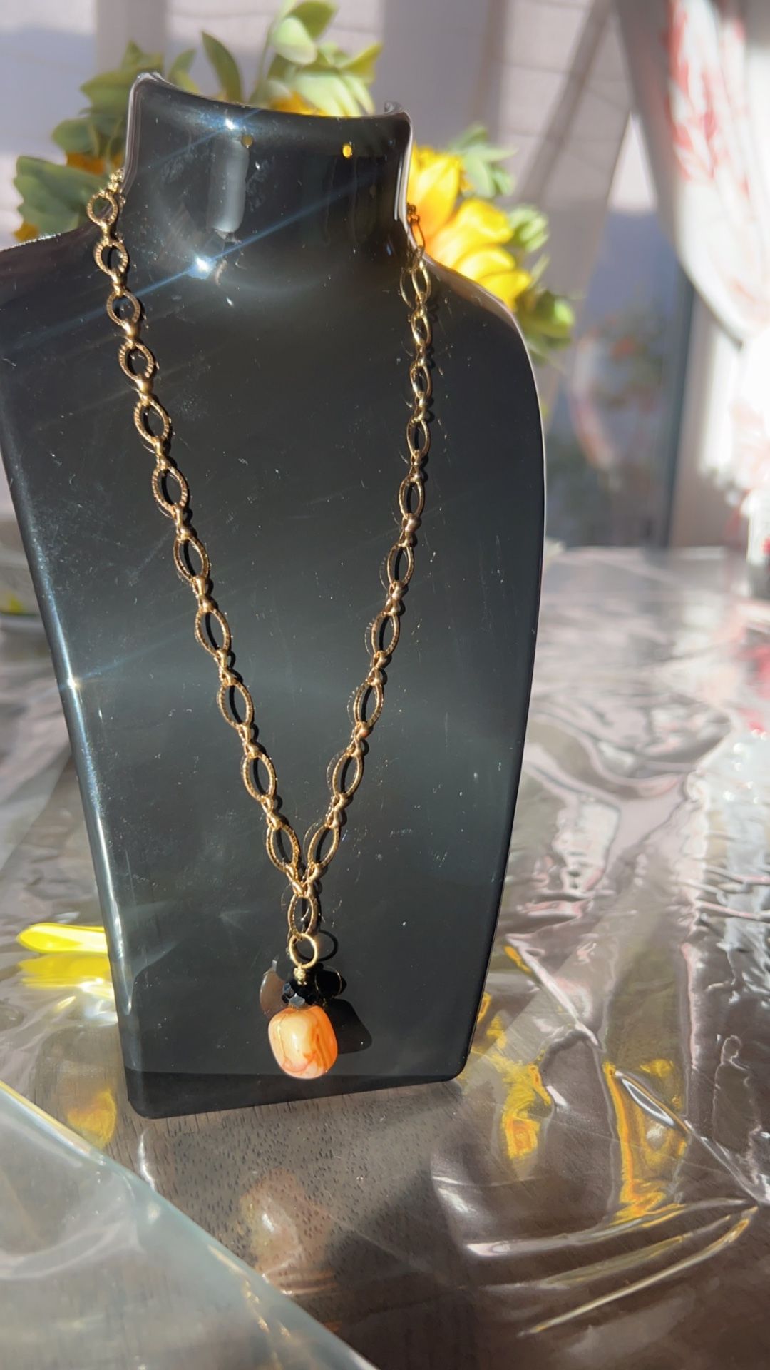 Gold Plated Necklace With A Pretty Stone