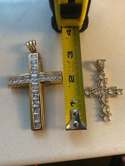 2 gold plated crosses read description