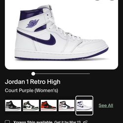Jordan 1 Retro High Metallic court Purple 6.5W 5M