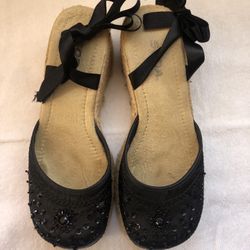 Close-Toed Lace up Espadrilles Wedge Sandals