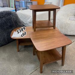 Mid Century Modern Walnut 3 Piece Coffee Table Set  // December Sale