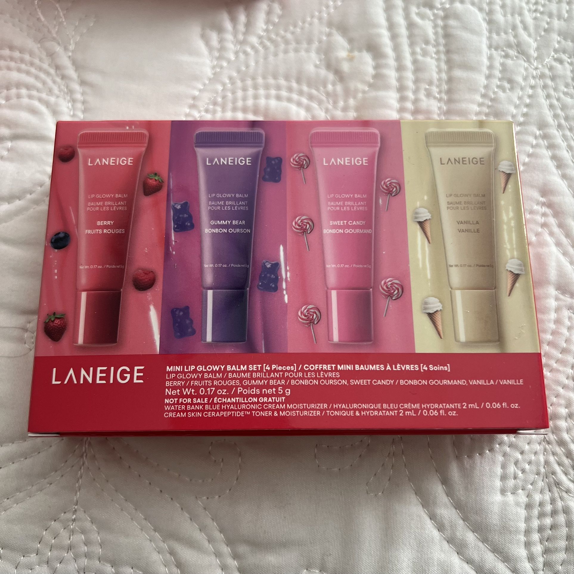 Laneige Lip Glowy Balm Mini Set Berry, Gummy Bear, Sweet Candy, Vanilla