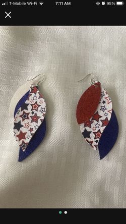 Earrings Pierced / 4th Of July / Red White Blue 